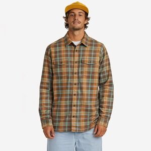 Patagonia Long-Sleeved Buckshot Shirt Size Medium Plaid Brown Blue